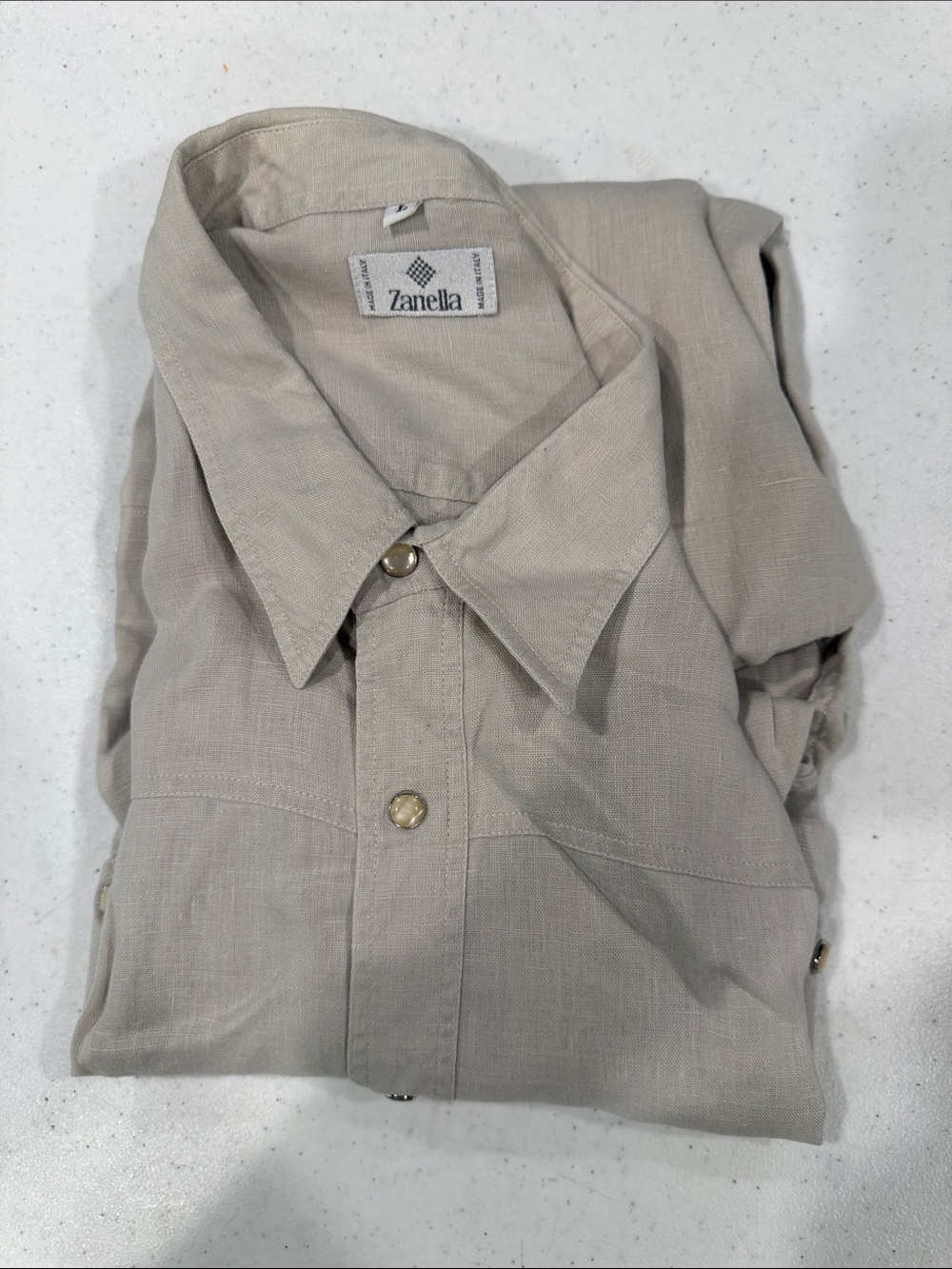 Zanella Men's Light Beige Casual Button-Down Shirt